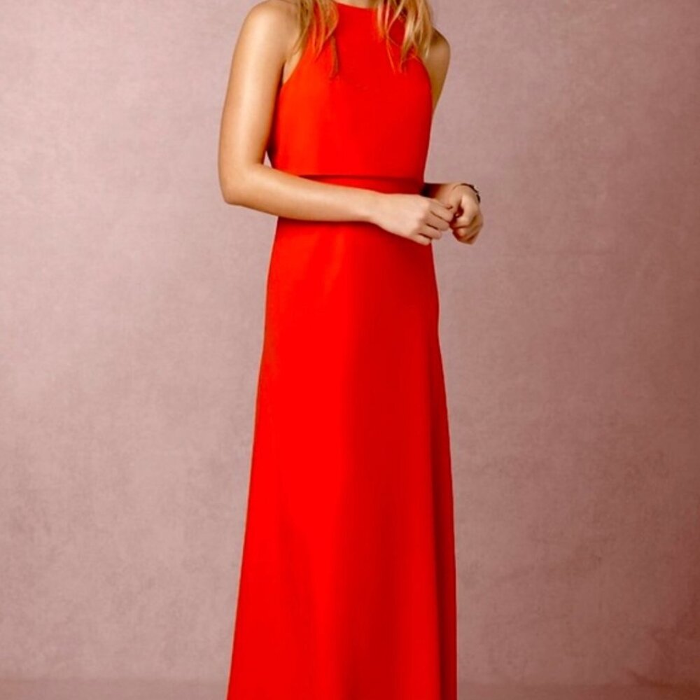 Jill Stuart Iva Crepe Maxi Dress in Tangerine Size 0